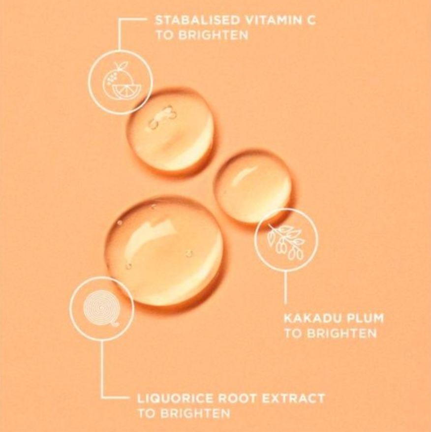 infographic and swatch of serum with callouts