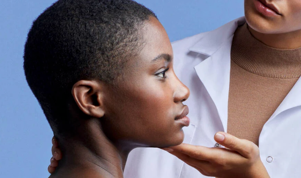 women examined by dermatologist